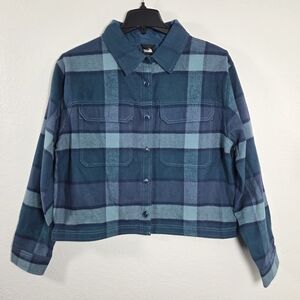 The North Face Valley Flannel Shirt Algae Blue Plaid Button Up L